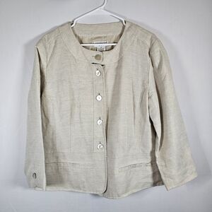 Covington Light Beige Blazer Linen Blend Lined Size 16